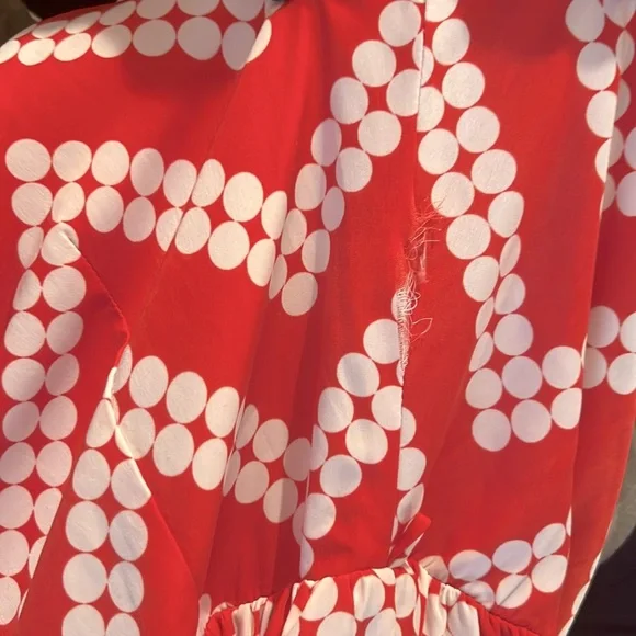 Red dress with white chevron dot print by Pink Owl, size S - Picture 8 of 9